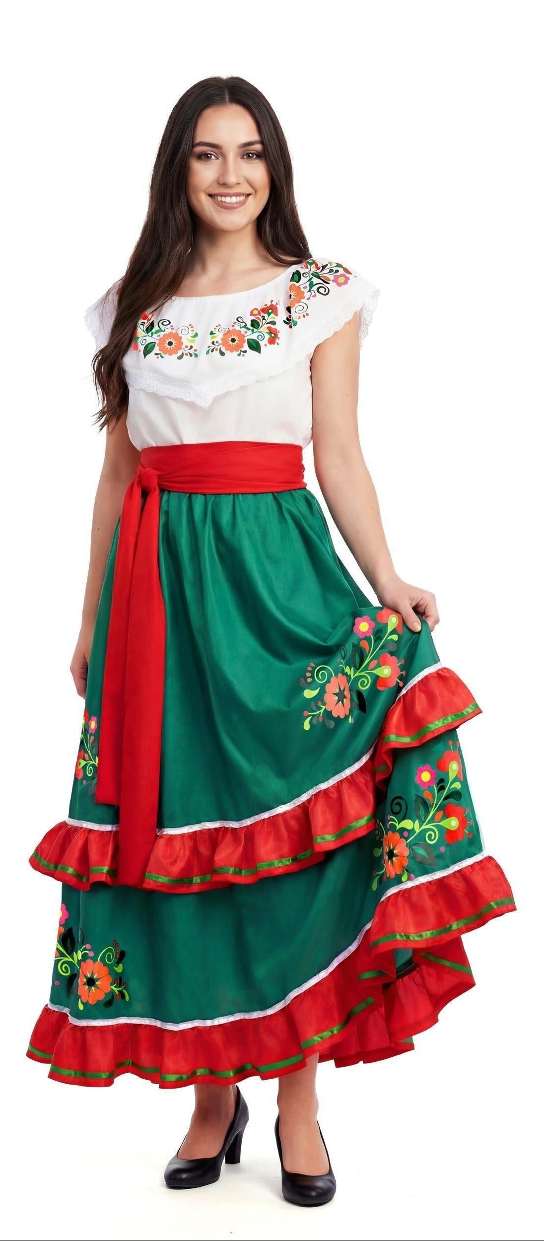 Costume messicano con gonna verde per donna